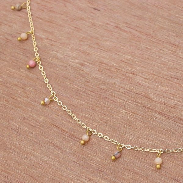 Alternate image for Gold Plated Jasper Charm Necklace from Thailand Fabulous Night