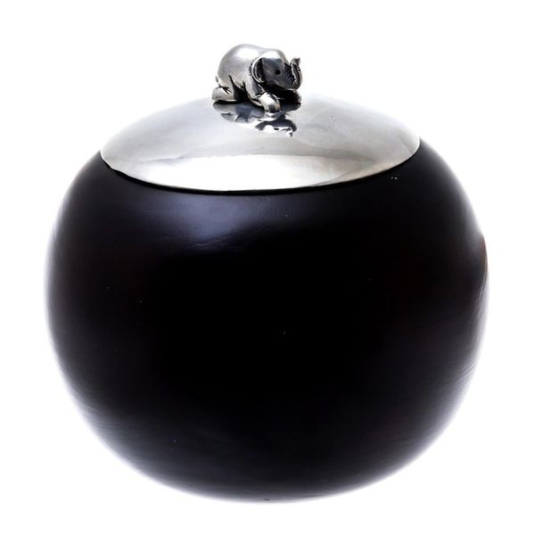 Alternate image for Wood and Pewter Elephant Decorative Jar 4 in. Elephant Orb