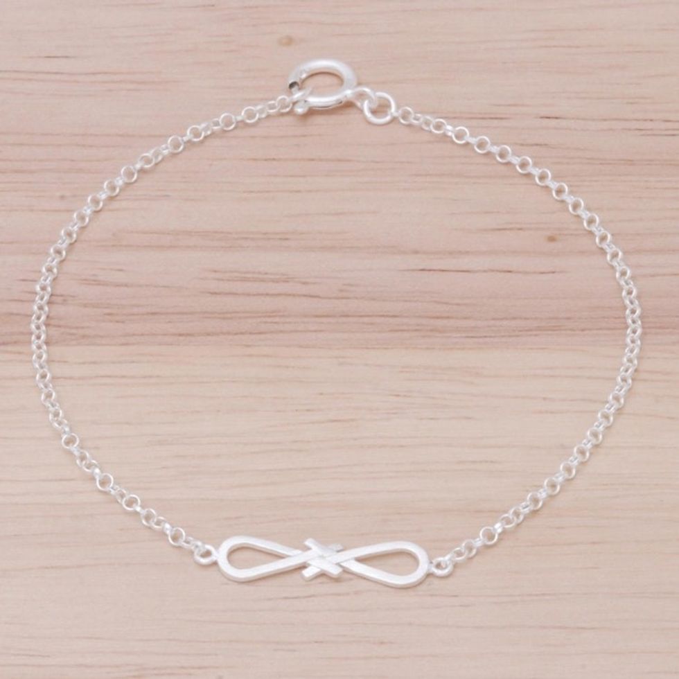 Sterling Silver Infinity Pendant Bracelet from Thailand 'Interlinked Infinity'