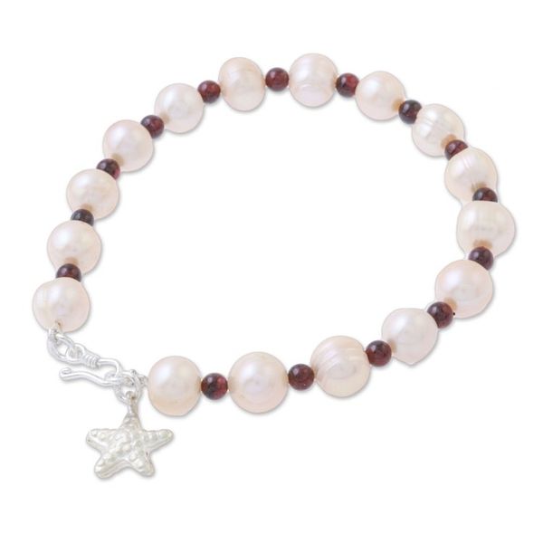 Alternate image for Beaded Cultured Freshwater Pearl Garnet Starfish Bracelet Starfish Love