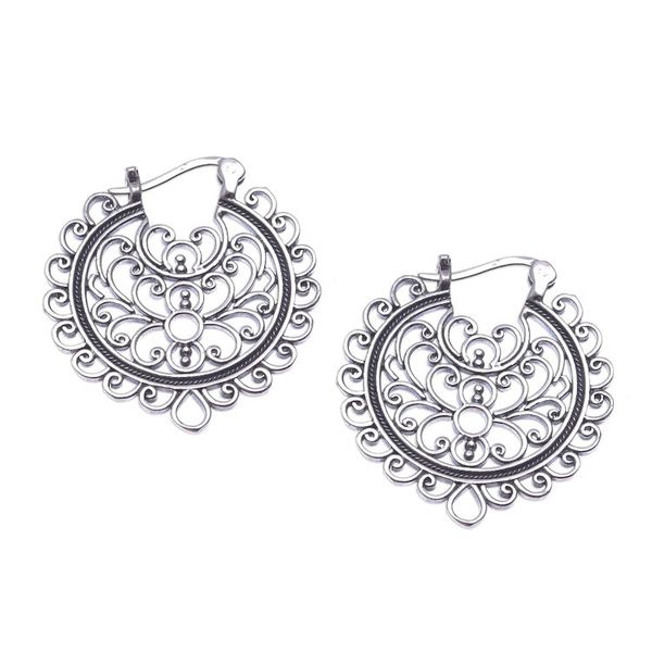 Alternate image for Artisan Crafted Sterling Silver Hoop Earrings from Thailand Classic Swirls