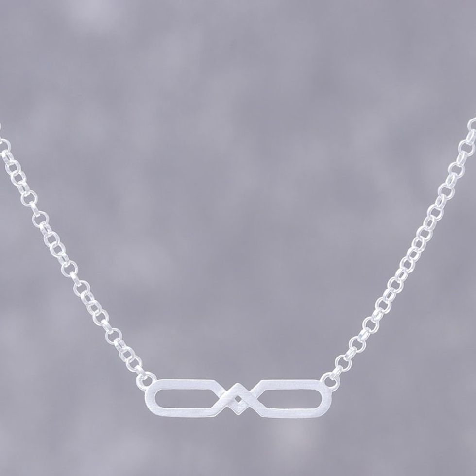 Geometric Sterling Silver Infinity Pendant Necklace 'Geometric Infinity'