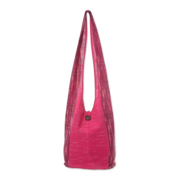 Alternate image for Fuchsia and Cerise Color Block 100 Cotton Shoulder Bag Passionate for Pink