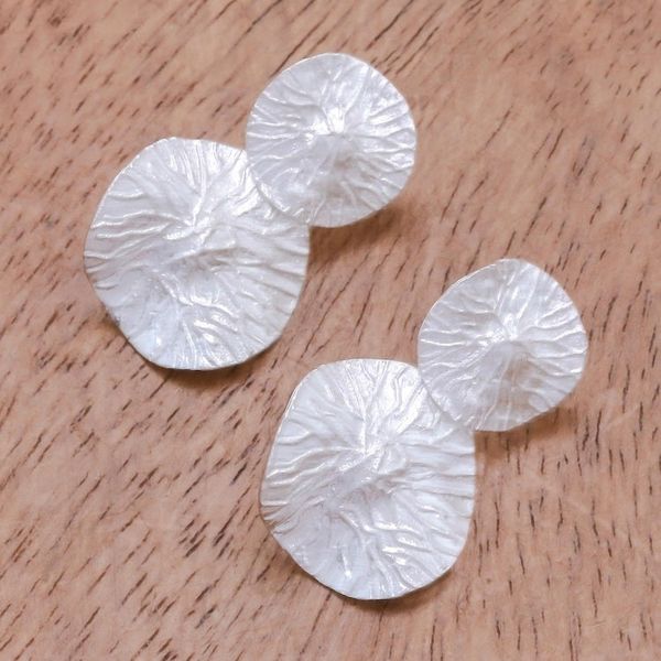 Alternate image for Modern Sterling Silver Dangle Earrings from Thailand Gleaming Pads