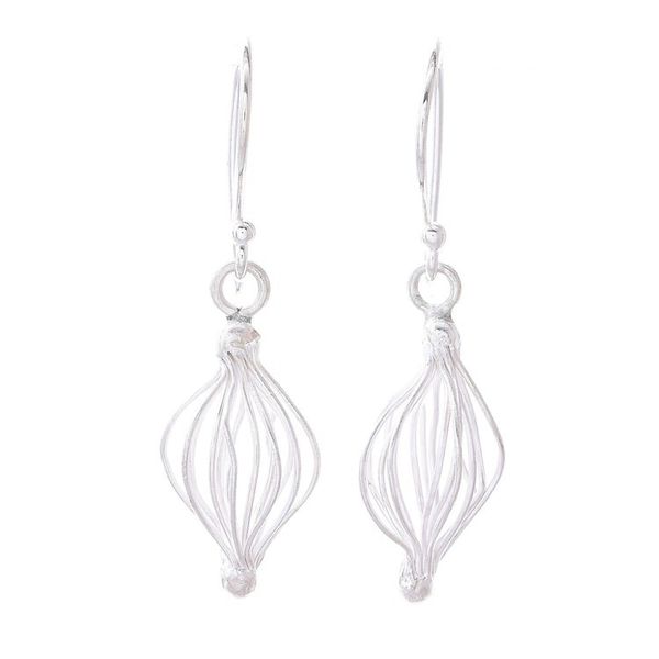Alternate image for Sterling Silver Wire Dangle Earrings from Thailand Beautiful Cage