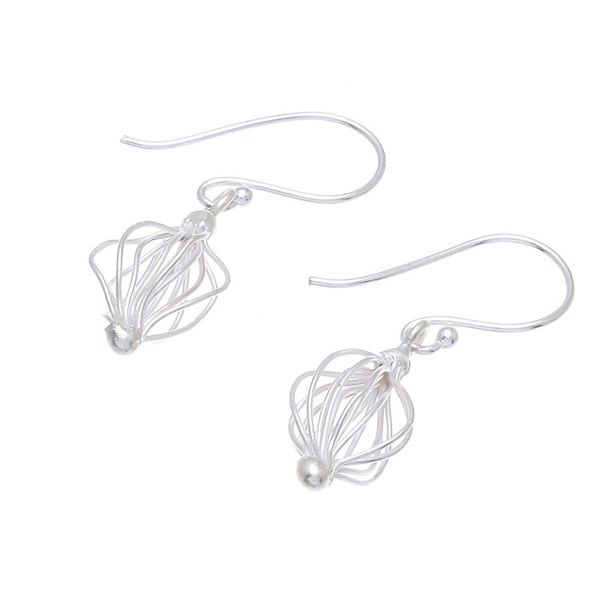 Alternate image for Sterling Silver Wire Dangle Earrings from Thailand Beautiful Cage