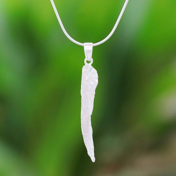 Alternate image for Leafy Abstract Sterling Silver Pendant Necklace Abstract Leaf