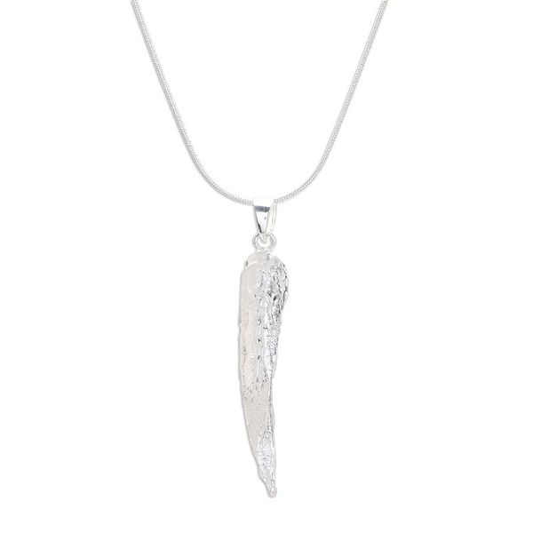Alternate image for Leafy Abstract Sterling Silver Pendant Necklace Abstract Leaf