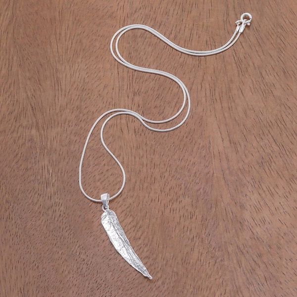 Alternate image for Leafy Abstract Sterling Silver Pendant Necklace Abstract Leaf