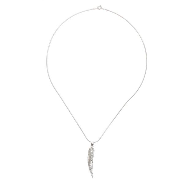 Alternate image for Leafy Abstract Sterling Silver Pendant Necklace Abstract Leaf