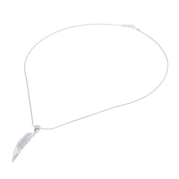 Alternate image for Leafy Abstract Sterling Silver Pendant Necklace Abstract Leaf