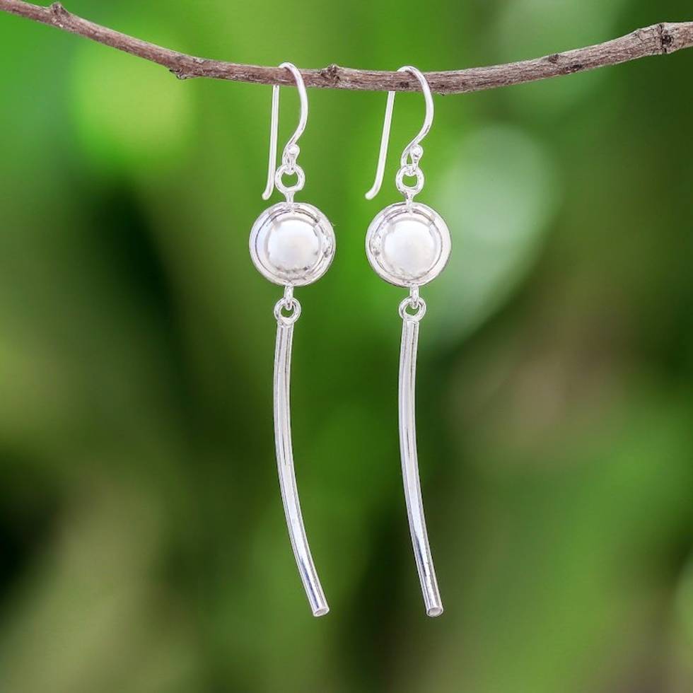 Handcrafted Sterling Silver Dangle Earrings from Thailand 'Swinging Song'