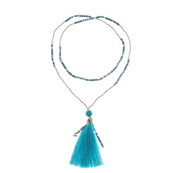 Alternate image for Bohemian Calcite Beaded Pendant Necklace from Thailand Boho Mood
