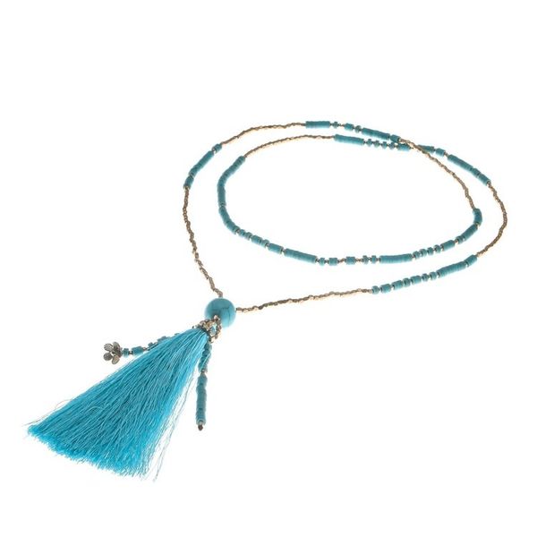 Alternate image for Bohemian Calcite Beaded Pendant Necklace from Thailand Boho Mood