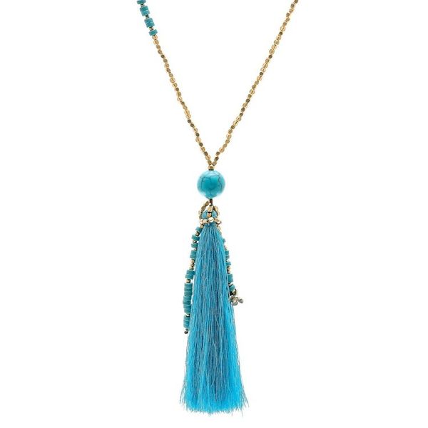 Alternate image for Bohemian Calcite Beaded Pendant Necklace from Thailand Boho Mood