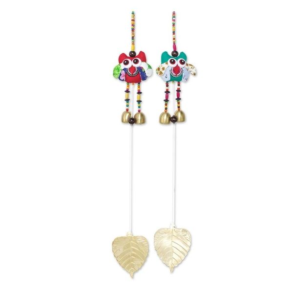 Alternate image for Handmade Owl-Themed Cotton Mobiles from Thailand Pair Ringing Owls