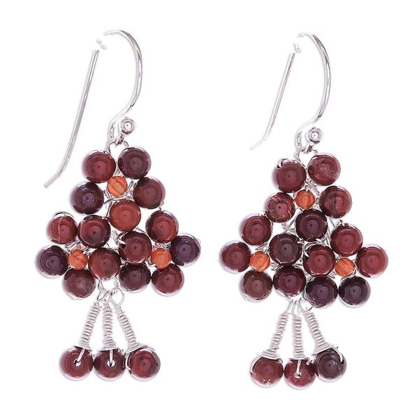 Alternate image for Jasper and Carnelian Beaded Dangle Earrings from Thailand Beaded Forest