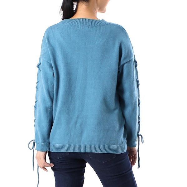 Alternate image for Knit Cotton Pullover in Cerulean from Thailand Cool Cross in Cerulean