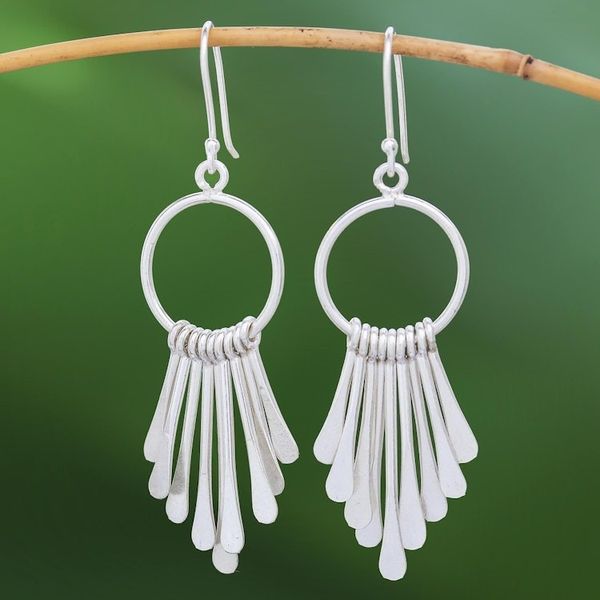 Alternate image for Handmade Karen Silver Waterfall Earrings from Thailand Karen Cascade