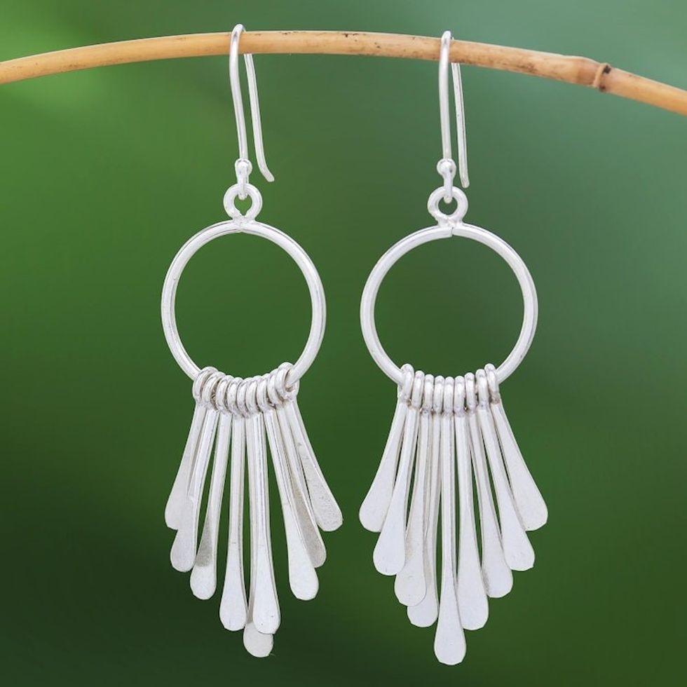 Handmade Karen Silver Waterfall Earrings from Thailand 'Karen Cascade'