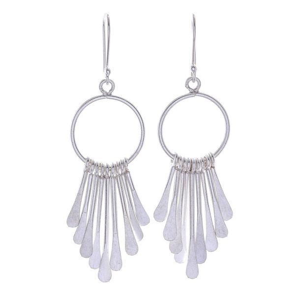 Alternate image for Handmade Karen Silver Waterfall Earrings from Thailand Karen Cascade