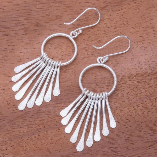 Alternate image for Handmade Karen Silver Waterfall Earrings from Thailand Karen Cascade