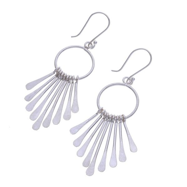 Alternate image for Handmade Karen Silver Waterfall Earrings from Thailand Karen Cascade