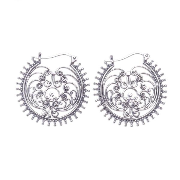 Alternate image for Spiral pattern Sterling Silver Hoop Earrings from Thailand Beatific Spirals