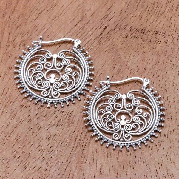 Alternate image for Spiral pattern Sterling Silver Hoop Earrings from Thailand Beatific Spirals