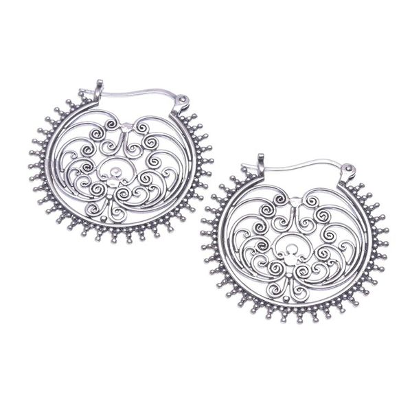 Alternate image for Spiral pattern Sterling Silver Hoop Earrings from Thailand Beatific Spirals