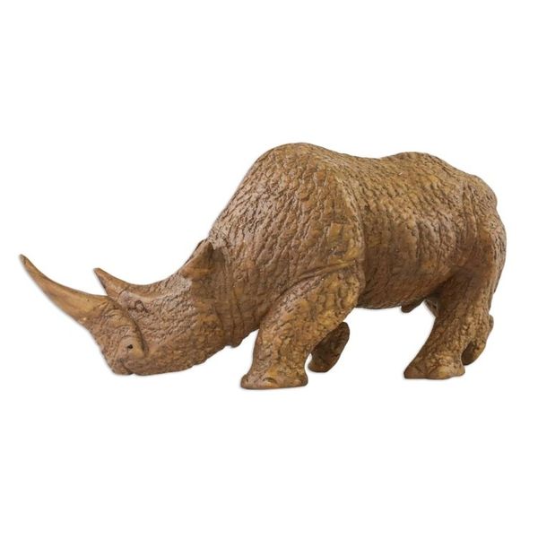 Alternate image for Raintree Wood Rhinoceros Sculpture from Thailand Respectful Rhino
