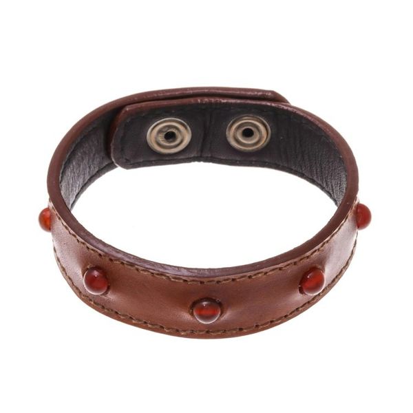 Alternate image for Mens Chalcedony and Leather Beaded Wristband Bracelet Powerful Mind