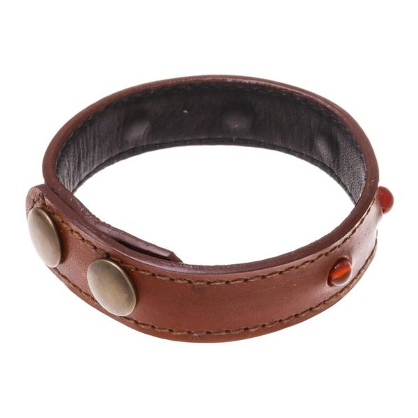 Alternate image for Mens Chalcedony and Leather Beaded Wristband Bracelet Powerful Mind