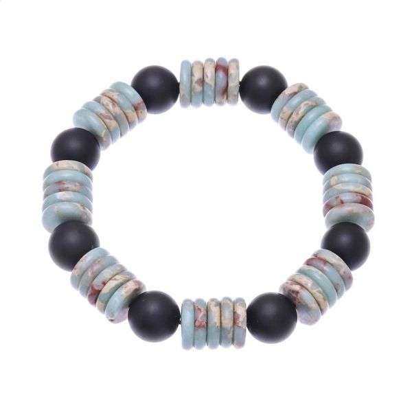 Alternate image for Jasper Disc and Onyx Beaded Stretch Bracelet from Thailand Elegant Discs
