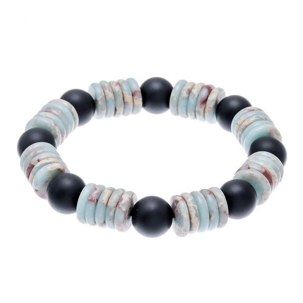 Alternate image for Jasper Disc and Onyx Beaded Stretch Bracelet from Thailand Elegant Discs