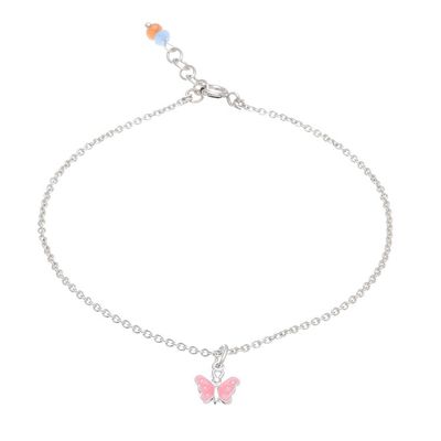 Alternate image for Sterling Silver and Quartz Butterfly Anklet from Thailand Butterfly Nature