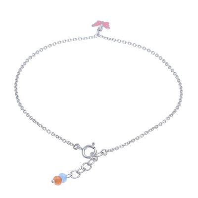 Alternate image for Sterling Silver and Quartz Butterfly Anklet from Thailand Butterfly Nature