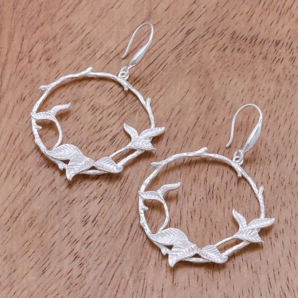 Alternate image for Nature-Inspired Sterling Silver Dangle Earrings Natures Rings