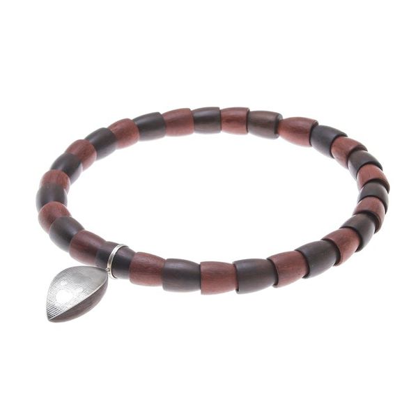 Alternate image for Sterling Silver and Wood Beaded Pendant Necklace Fascinating Leaf