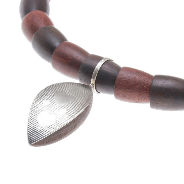 Alternate image for Sterling Silver and Wood Beaded Pendant Necklace Fascinating Leaf