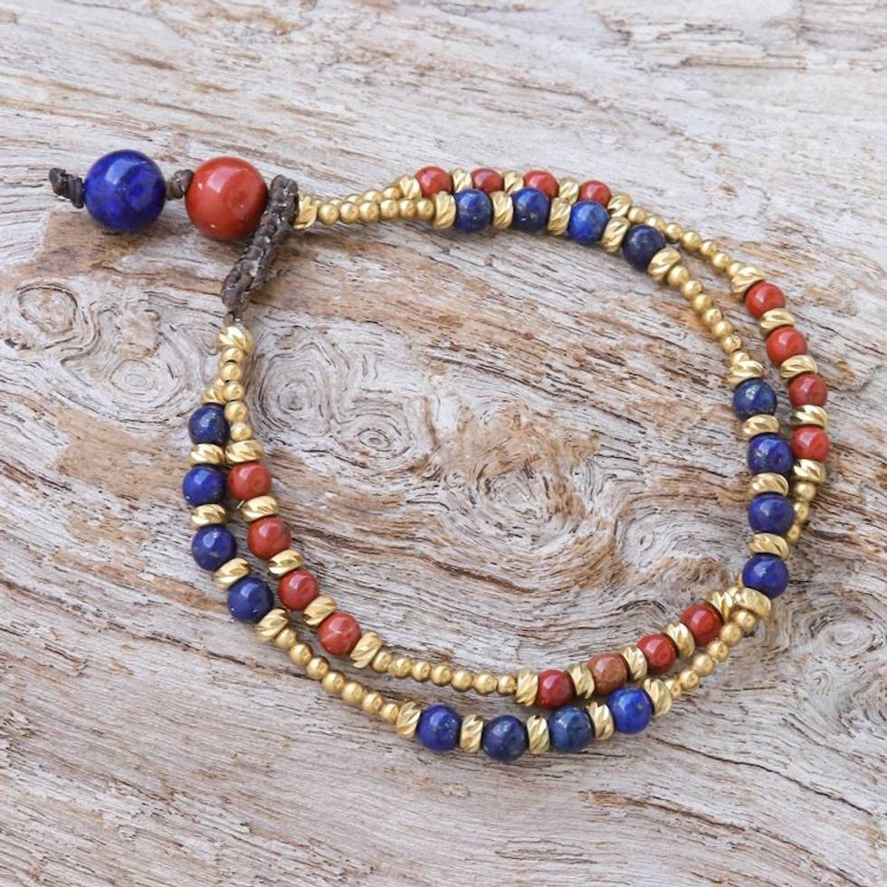 Jasper and Lapis Lazuli Beaded Bracelet 'Carnival in Blue'