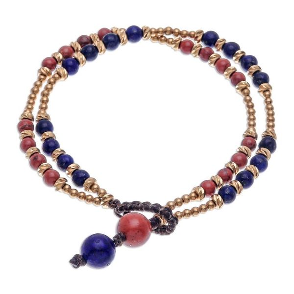Alternate image for Jasper and Lapis Lazuli Beaded Bracelet Carnival in Blue