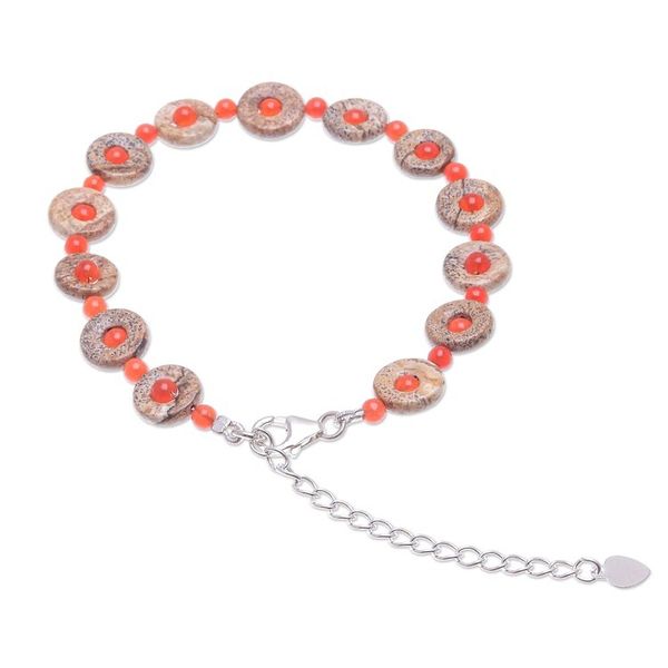 Alternate image for Handmade Jasper and Carnelian Beaded Bracelet Evening Sun