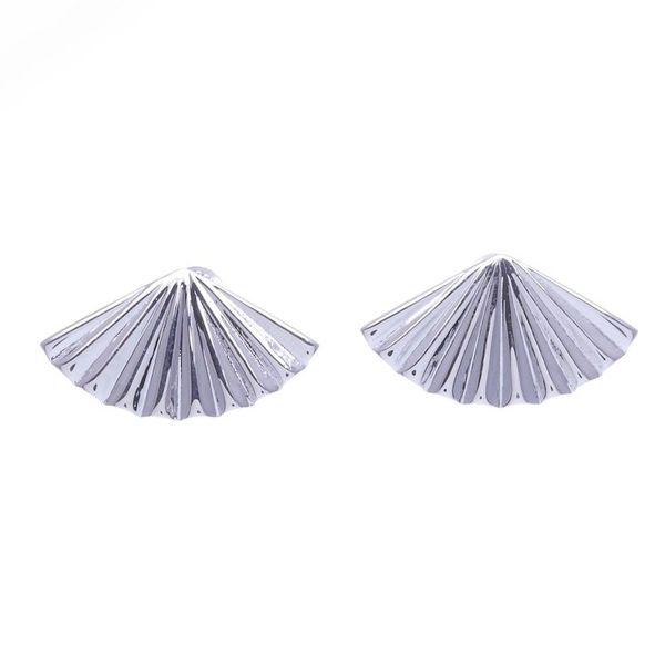 Alternate image for Sterling Silver Drop Earrings with Handheld Fan Motif Asian Fan