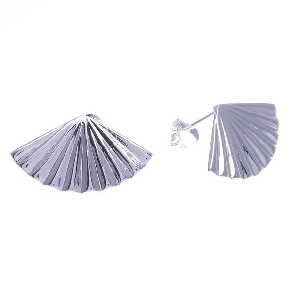 Alternate image for Sterling Silver Drop Earrings with Handheld Fan Motif Asian Fan