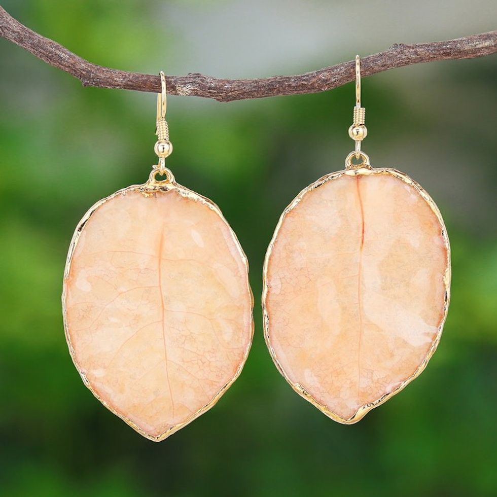 Gold-Plated Bougainvillea Petal Dangle Earrings 'Bougainvillea Love'