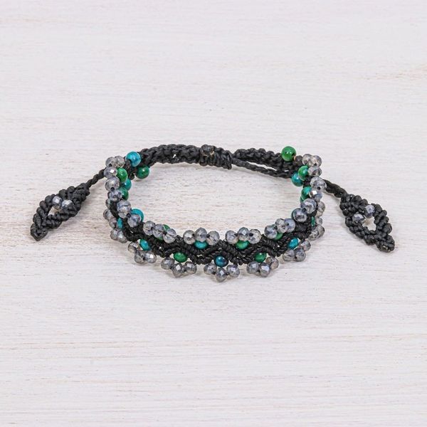 Alternate image for Serpentine Beaded Cord Bracelet with Sliding Knot Shiny Forest in Black