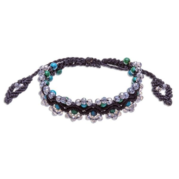 Alternate image for Serpentine Beaded Cord Bracelet with Sliding Knot Shiny Forest in Black