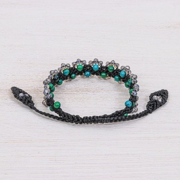 Alternate image for Serpentine Beaded Cord Bracelet with Sliding Knot Shiny Forest in Black