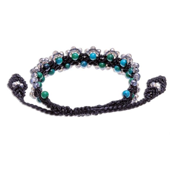 Alternate image for Serpentine Beaded Cord Bracelet with Sliding Knot Shiny Forest in Black
